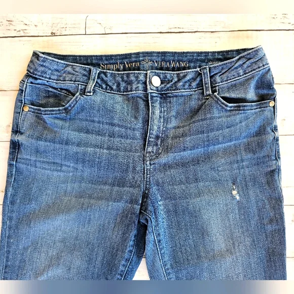 Simply Vera by Vera Wang Skinny Denim Jeans Distressed Stretchy Size 10 Regular - Picture 5 of 9